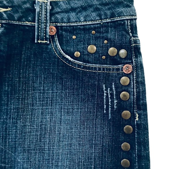 Seven7 Studded Mini Blue Jean Distressed Skirt 27” - Picture 6 of 7